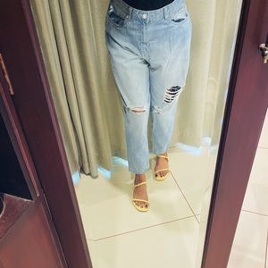 Ginger high waist distressed jean.